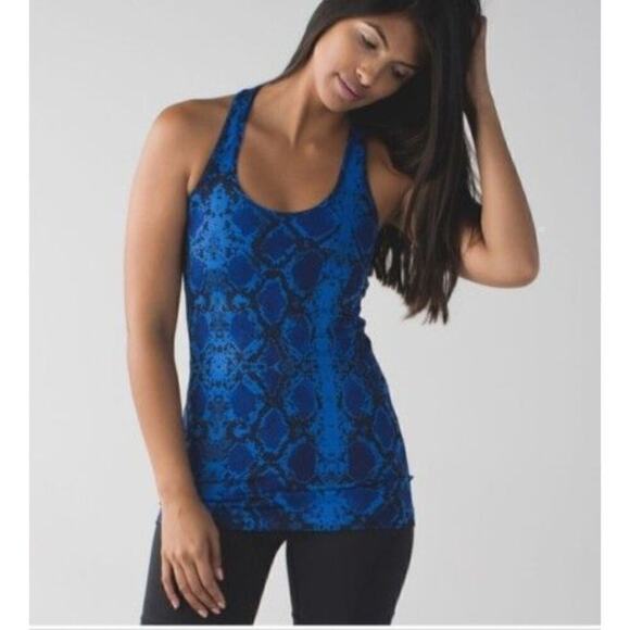 Lululemon Snakeskin Print Racerback Workout Tank Top Blue Black, XS - Picture 8 of 9